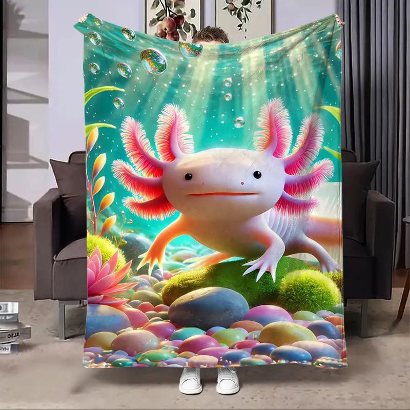 8 Sizes Cute Axolotl Printed Blanket Warm Soft and Comfortable Home Travel Blanket Sofa Bedding Cover Blanket Kids Gamer Gift