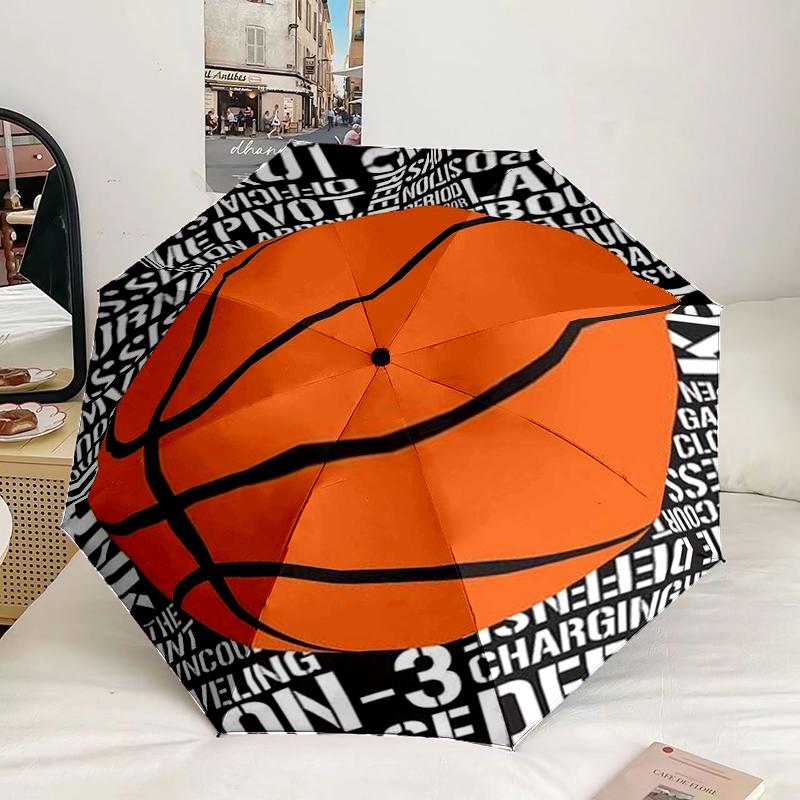 Basketball Pattern Background Umbrella 8-Frame for Travel, Camping, Casual Lightweight Portable Umbrella, Essential for Every Family Holidays Gift