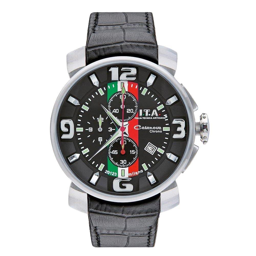 

Casanova chrono limited wristwatch imported I.T.A. Tricolore/Japan model/Quartz/Black Ref.12.70.22 [Regular goods]