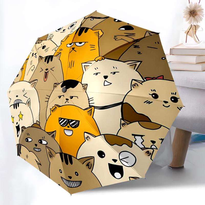 1pc Cats, Cartoon Automatic Open/close Umbrella, 8-Rib sturdy structure, Portable Travel Umbrella, Parties, Everyday Use,43