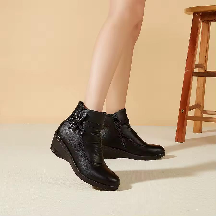 Winter for Women Ankle Boots PU Leather Female Fashion Thick Plush Warm Waterproof Non slip Outdoor Shoes