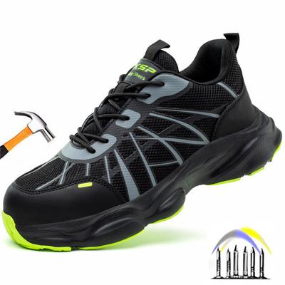 Construction Lightweight Safety Shoes Plastic Toe Sneakers Boots Men Summer Breathable Work Shoes Industrial Safety Tennis Shoes