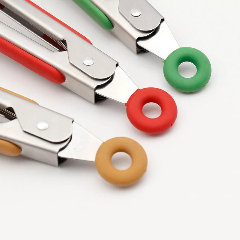 3PCS Stainless Steel Silicone Food Tongs Gingerbread Man Snowman Christmas Tree Cooking Tongs Steak Bread Tongs Kitchen Utensils