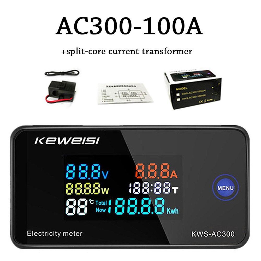 

Tester Wattmeter Digital AC Voltmeter Temperature Humidity Meter Power Current Energy Ammeter AC300-100A
