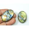 130Cts Labradorite 2Pcs Oval Multi Cabochon Loose Natural Gemstone 37-38MM SK-1286