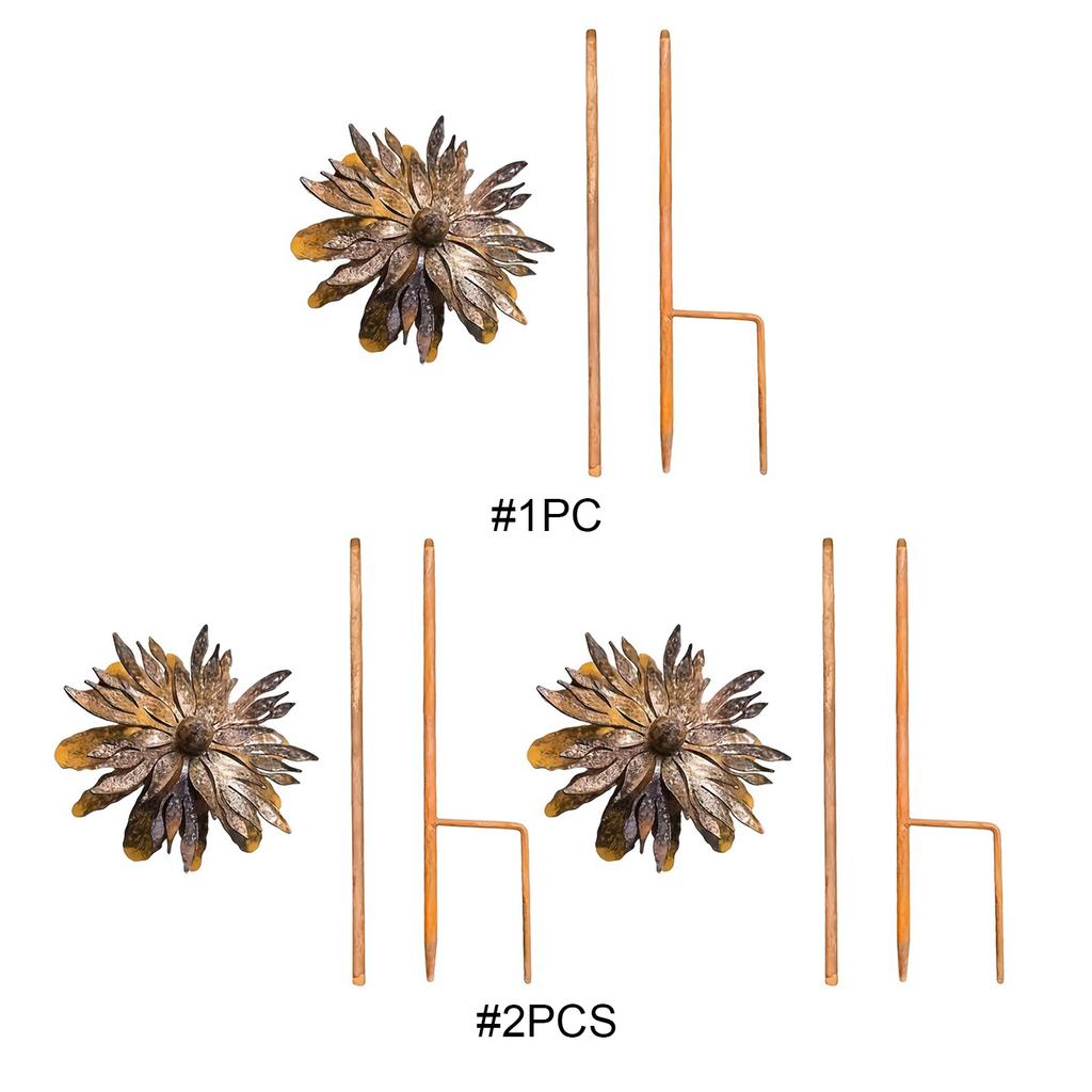 Iron Wavy Curved Petal Iron Floral Sculpture Tool-Free Vintage Decorative Plant Stakes Rustic Cornflower Stake for Garden
