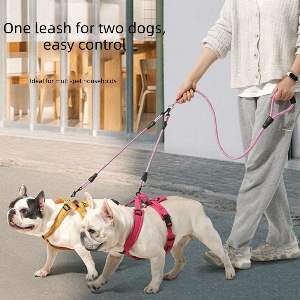 Removable Double Head Dog Rope Anti-Winding Dual Dog Leash Pet Walking Rope  Outdoor Walking
