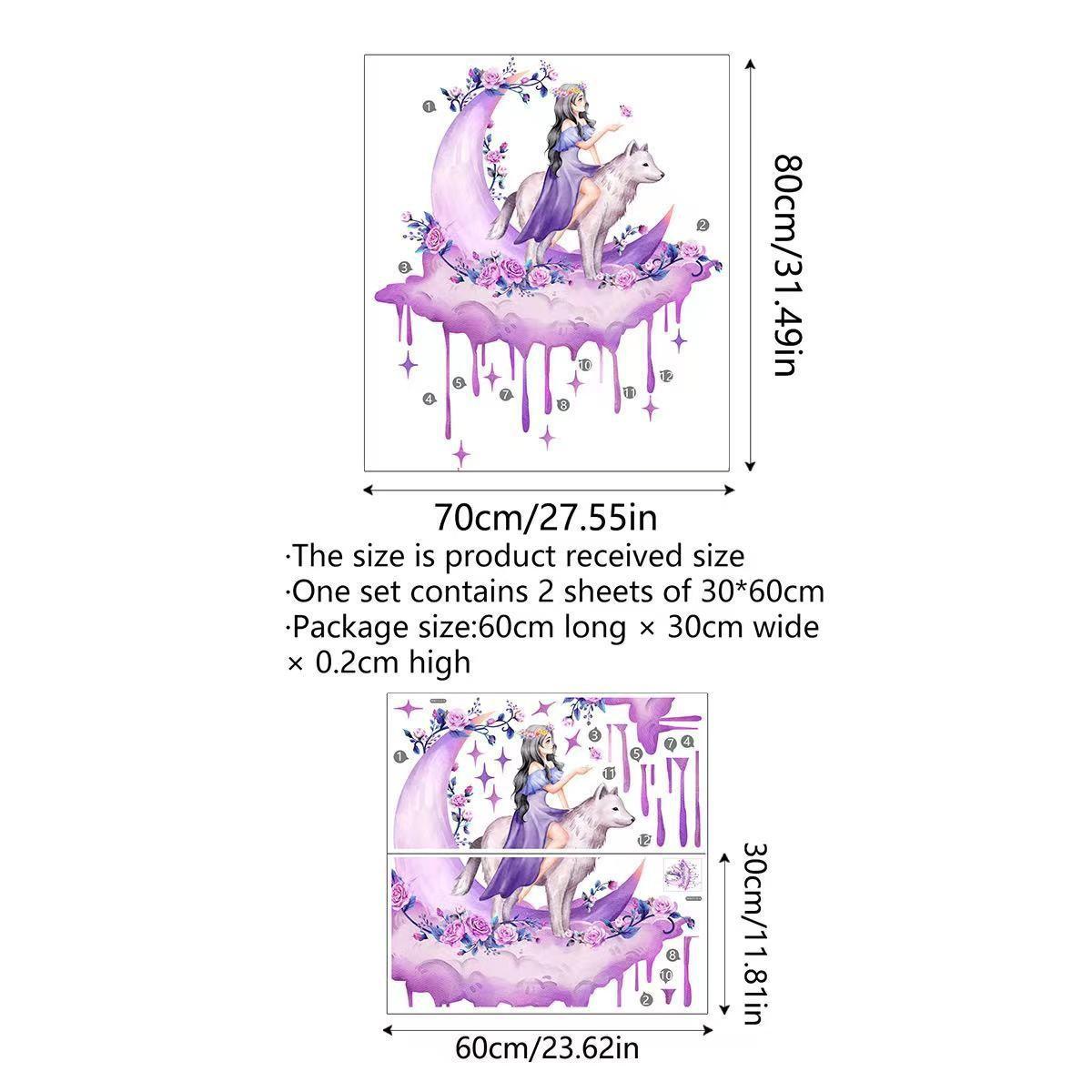 

1M Girl Butterfly Wall Sticker Removable Self Adhesive Decal for Bedroom Living Room Background Wall Decor English Pattern