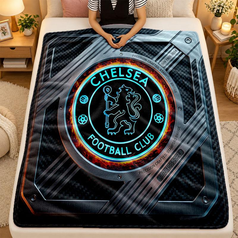 Flannel BlanketChelsea FC Warm Soft Throw Blanket for Indoor Sofa Bed Living Room Use