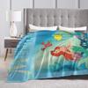 Flounder Sebastian and Ariel Wool Blankets Little Mermaid Vintage Throw Blankets for Home Hotel Sofa  200x150cm Rug Piece