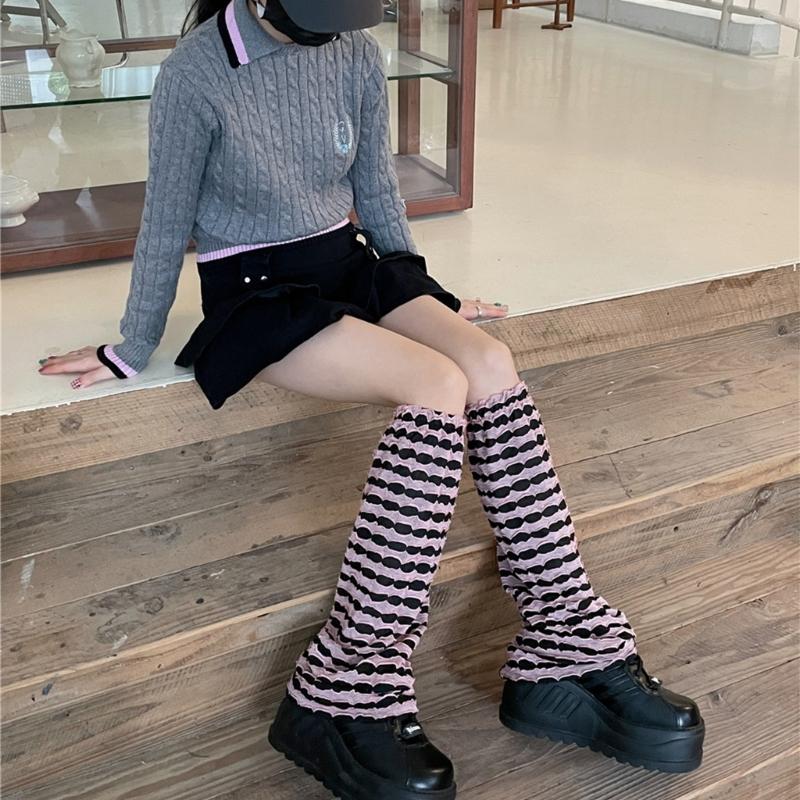 Campus Style Leg Warmers Gothic Ruffle Long Socks Leggings Gaiters Autumn Winter Flare Cuffs Ankle Heaps Socks