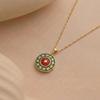 Copper-Plated Gold Sunflower Zircon Necklace - Retro Pendant Jewelry for Women