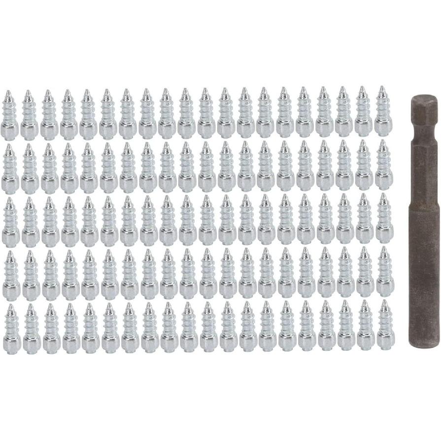 Snow Tire Studs, Anti Skid Snow Spikes for Car, Motorcycle, Scooter, Electric Vehicle ¨C 100Pcs Steel Studs with Installation