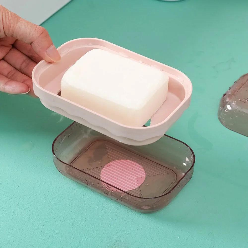 1PC Dustproof Soap Box with Lid No Drill Creative Drainage Design for Bathroom Home Cute Soap Storage Organizer Soap Container