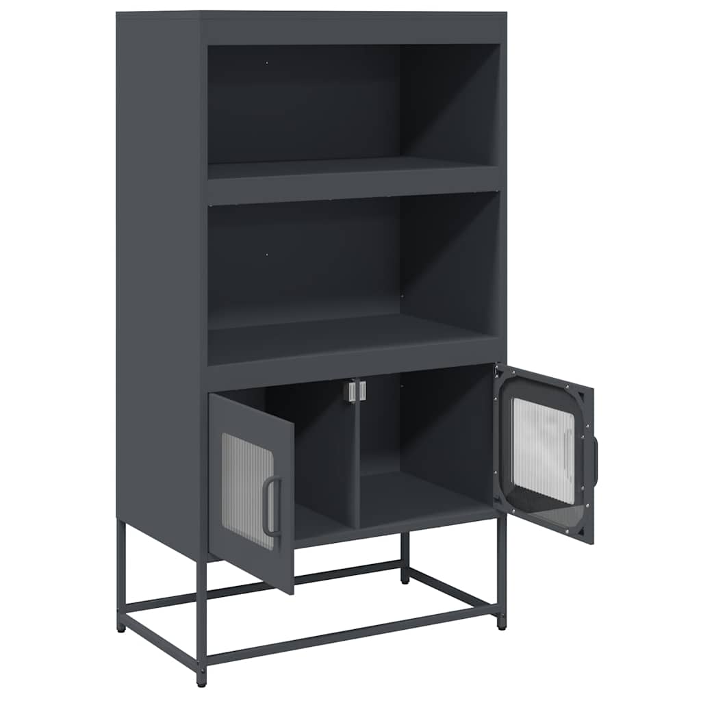 Komoda Wysoka Antracyt 68X39X123 Cm Stal