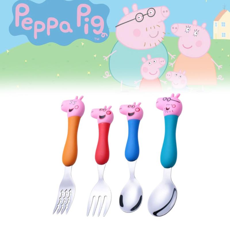 Peppa Pig Children's Cutlery Set Adorable Short Handle Forks And Spoons In Gift Box