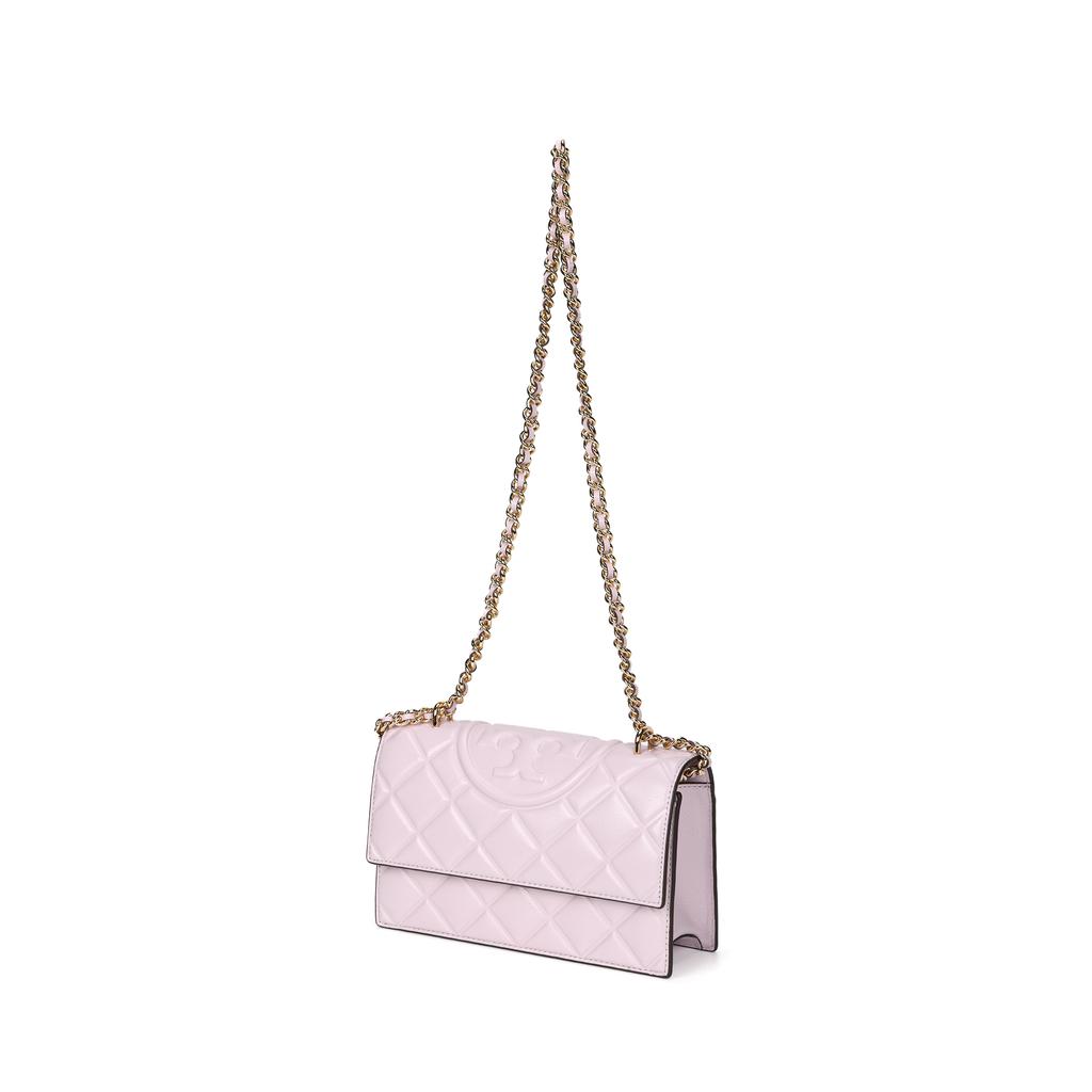 Tory Burch Fleming Two-Way Design Logo Embossed Lambskin Crossbody Shoulder Bag Small Women Bags Purple 164800-500