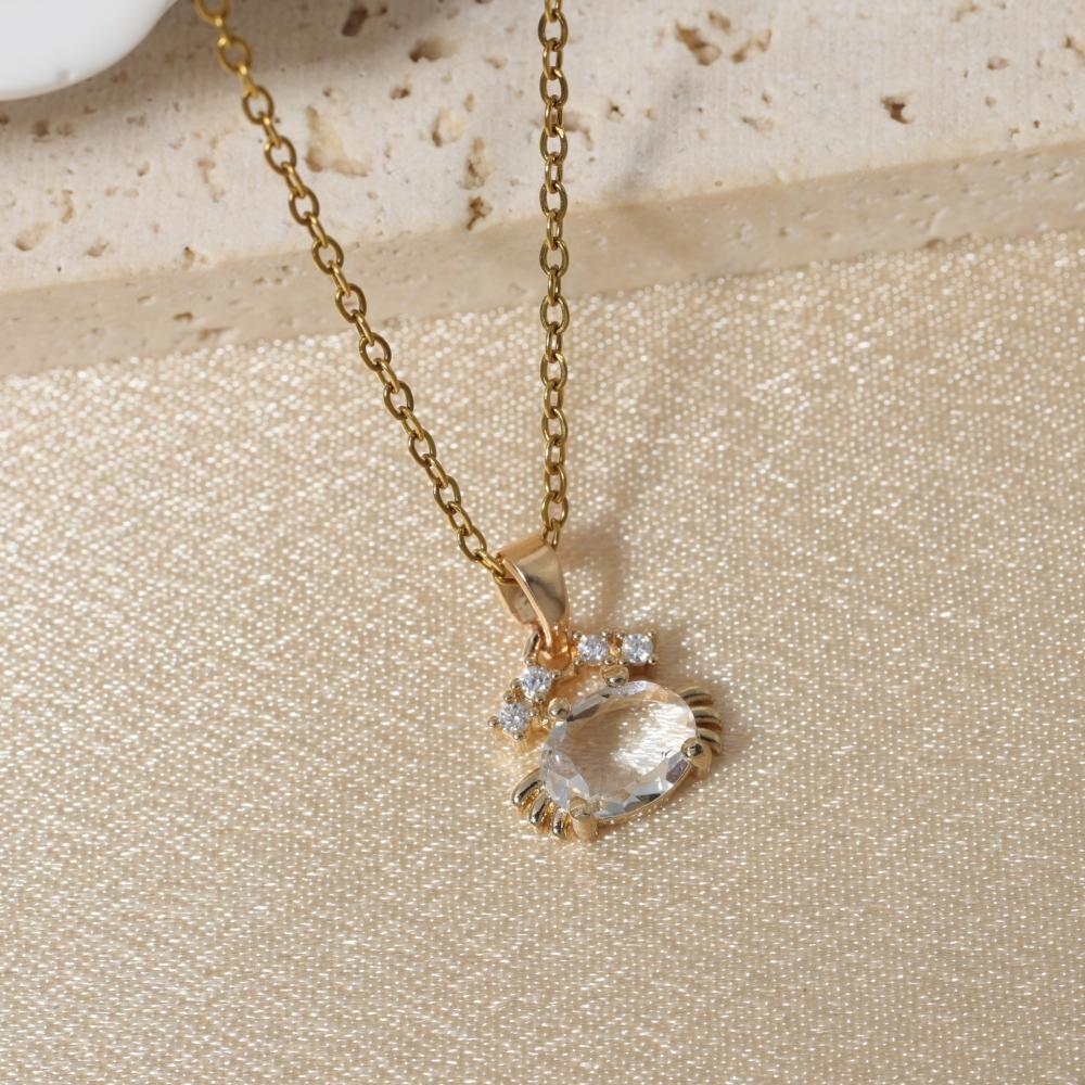 1 Piece Simple Artificial Crystal Bear Pendant Necklaces for Women Golden Stainless Steel Necklace Jewelry Daily Accessories