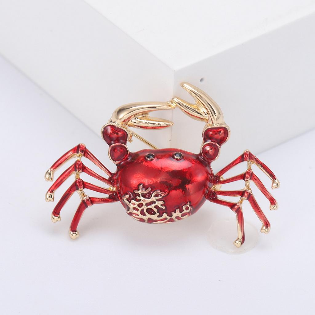 Retro-Emaille-Brosche in Krabbenform – exquisite Anstecknadel aus Legierung, Anstecknadel für Anzug, Schmuckgeschenk, Damenmantel-Accessoires