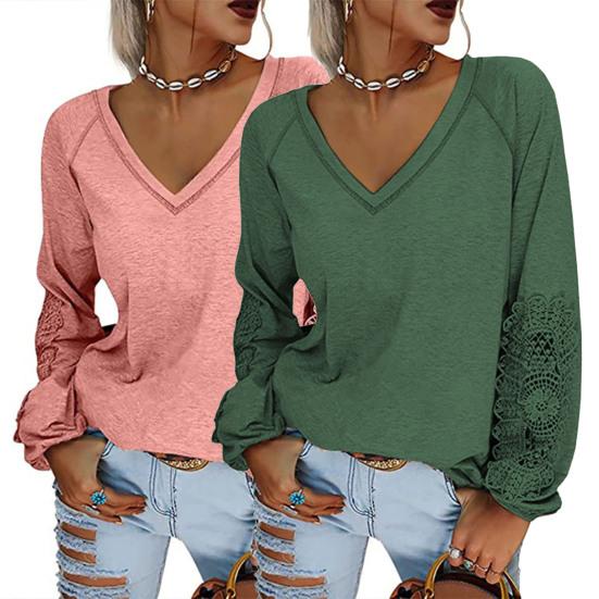 

Женская футболка, однотонная кружевная весенняя Свободная блузка, блузка для сбора