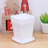 6Pcs Small Square Plastic Flower Pots Thicken Design Breathable Mesh Bottom High Foot for Succulent Plants Office Balcony Living