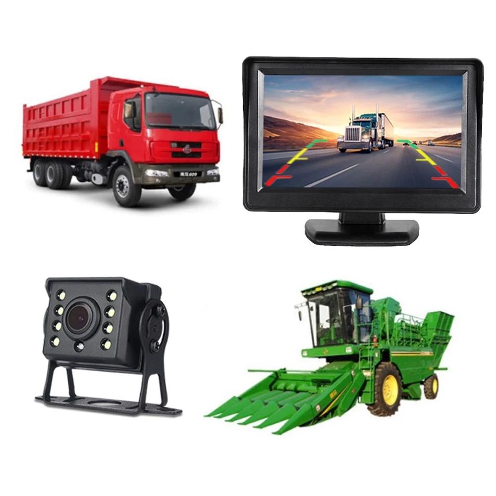 Universal Backup Car Rear View Camera with 5 Inch Monitor for Truck HD Screen LED Night Vision Waterproof Paking Bus Security
