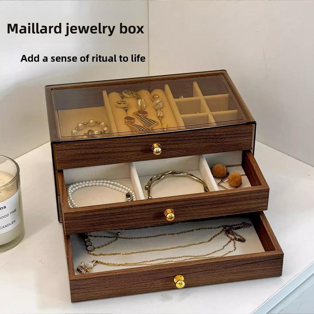 Walnut Jewelry Box With Multiple Compartments For Earrings Necklaces And Rings Gift For Women
