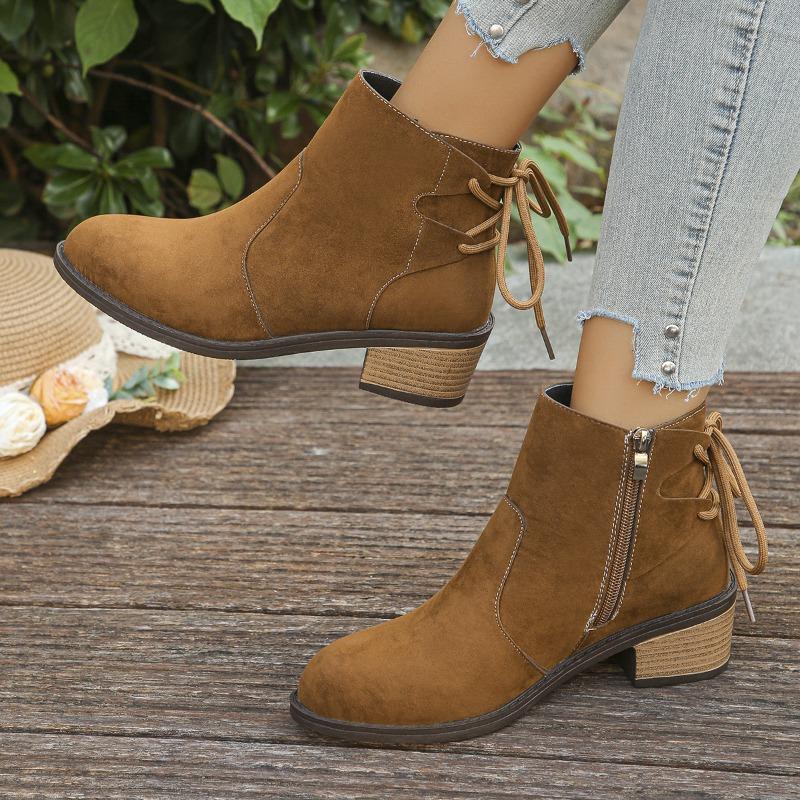 Damen Plateau-Stiefeletten, Wildleder Martin Boots mit Seitenreißverschluss, Kurzstiefel aus Leder in Übergröße