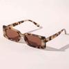 1pc Women Elegant Rectangular Leopard Frame Sunglasses For Outdoor Vacation Outfits Musical Festival Accessories