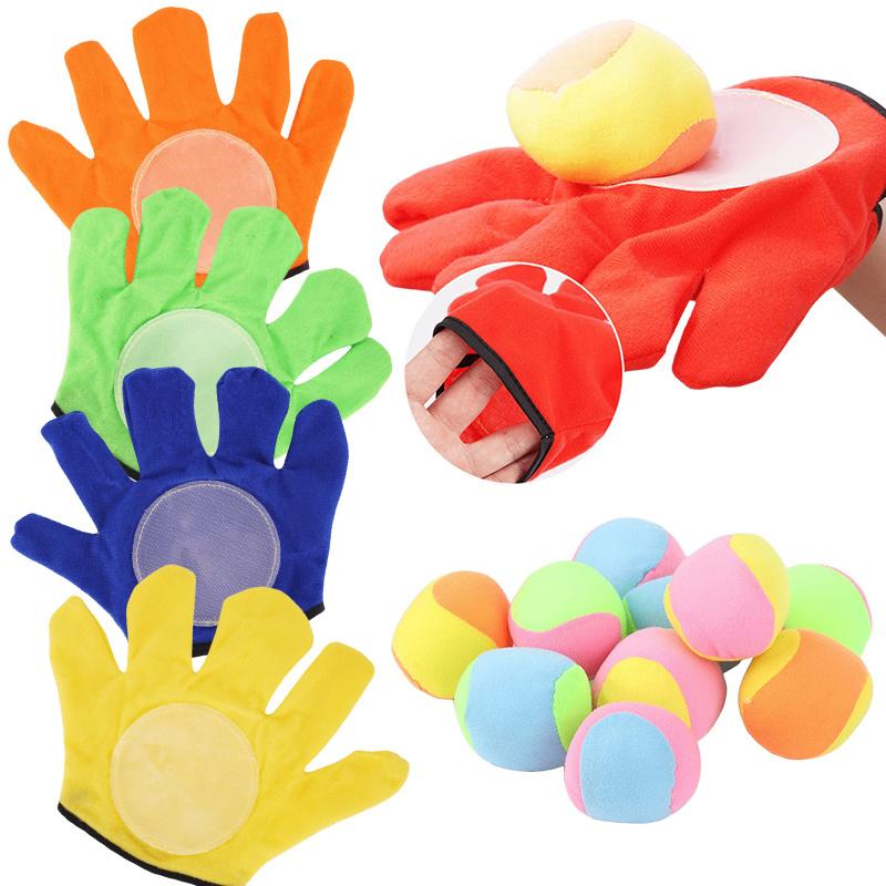 1 set Set Guanto Palla Appiccicosa (Palla Morbida Inclusa) - Lanciare Catcher Gioco di Coordinazione Occhio-Mano Cane Inseguitore Giocattolo Interattivo Accessori