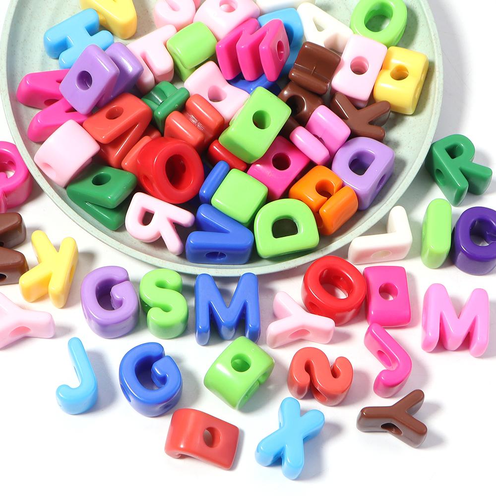 10pcs A-Z Letter Beads Acrylic Alphabet Beads Largr Size Loose Beads  For Jewelry Making DIY Keychain Phone Chain Accessories