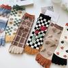 Breathable Five Finger Tube Socks Flower Toe Mid-calf Socks Soft Split Toe Short Socks  Daily