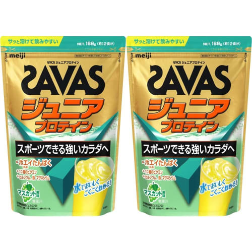 

SAVAS Junior Protein Muscat Flavor 168g (Set of 2) | Meiji Sports Kids Support Set | Includes Himawari Company Thank You Card