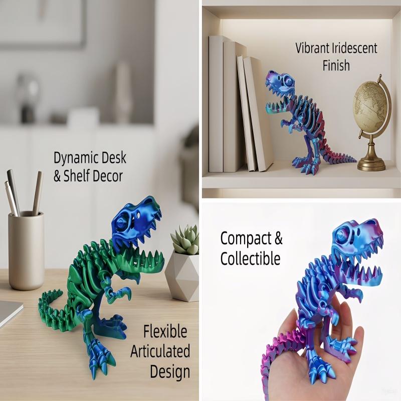3D-gedruckter Drachen-Dinosaurier Fidget Toy, Rotierendes, bewegliches Bastelmodell, Geburtstagsgeschenk für Kinder & Schreibtisch-Landschaftsdekoration