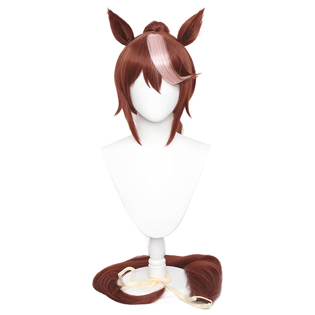 NoryNick Tokai Teio Cosplay Wig with Wig Ears and Tail Net,