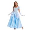 Blue Cinderella Halloween Costume Dress Women Sweet Princess Cosplay Outfit With Gloves