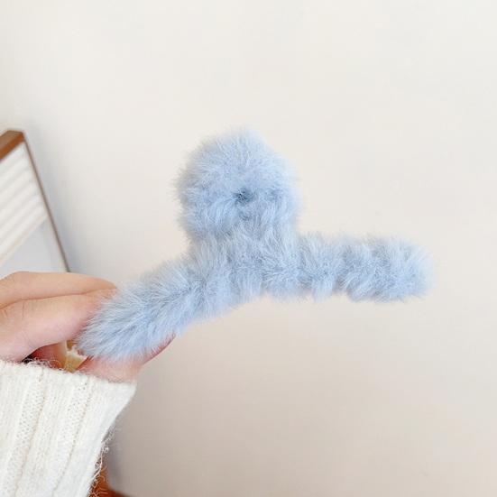 Winter Plush Hair Claw Faux Furry Korean Style Cross Teeth Back Head Shark Clip Solid Color Hair Barrette Headwear Hair Accessories