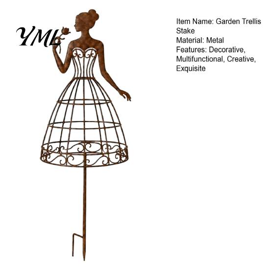 Elegant Pergola Shape Plant Support Vintage Lady Garden Trellis Stake, Rustic Art Decor for Yard, Woman Silhouette Creative Outdoor Sculpture