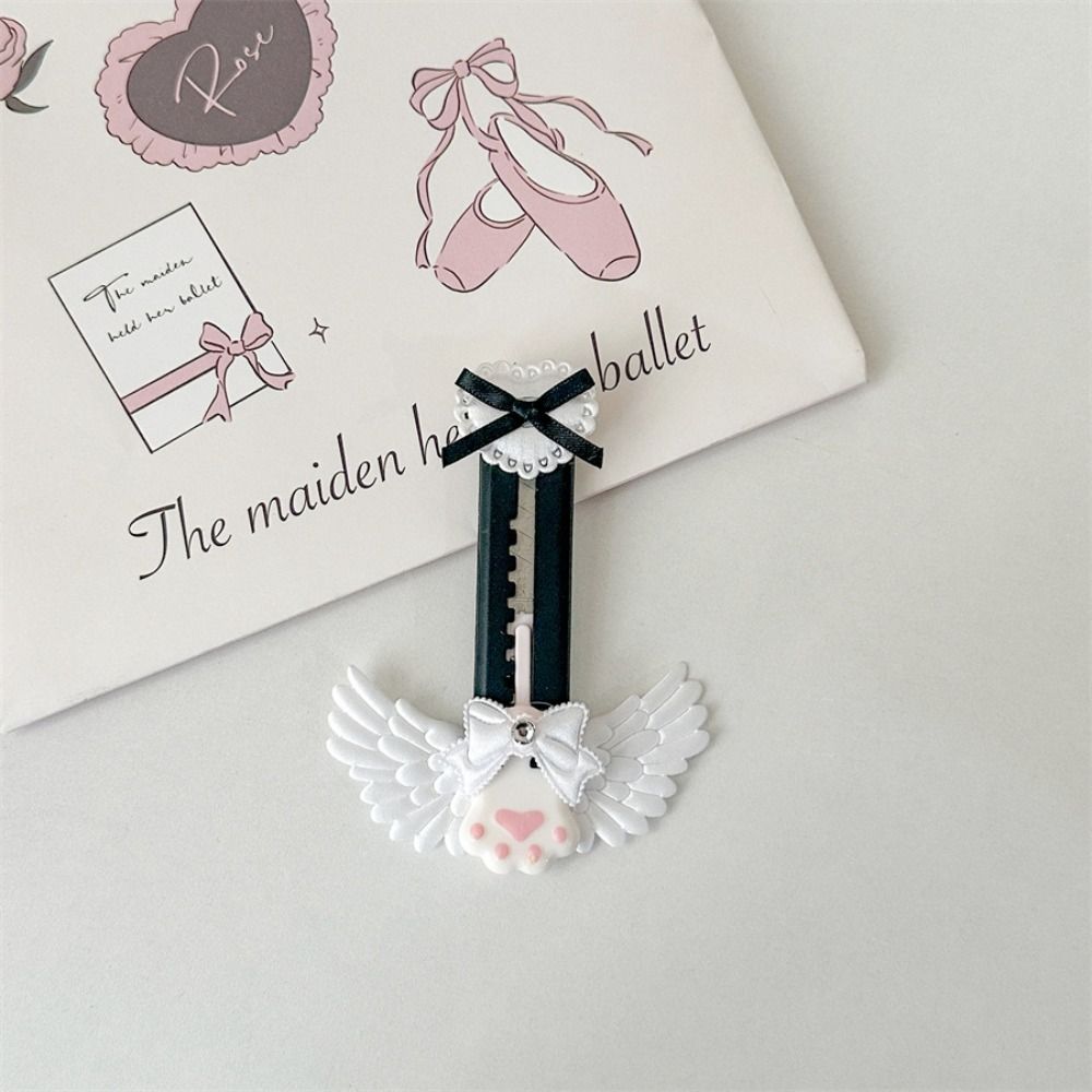 Mini Bowknot Style Utility Knife Lightweight Compact Envelope Opener Cat Paw Exquisite Mail Knife чёрный
