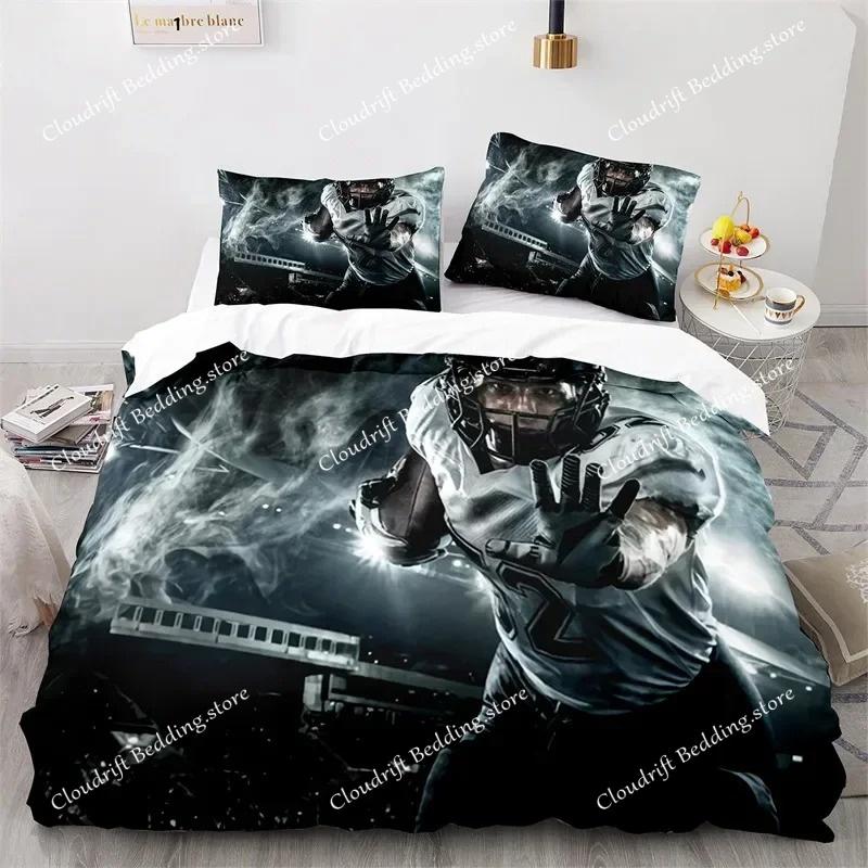 Sport Bettbezug Set American Football Spieler Bettwäsche Set für Jungen Mädchen Kinder Weicher Ballsport Steppdeckenbezug mit Kissenbezügen