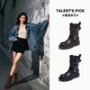 Leather retro Martin boots 2025 winter British style one-word buckle thin boots foreign style short boots