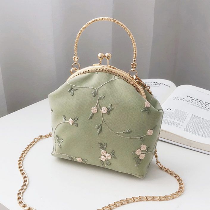 Lace Gold Bag Female Retro Chinese Style with Cheongsam Bag Handbag Small Fresh Shell Bag