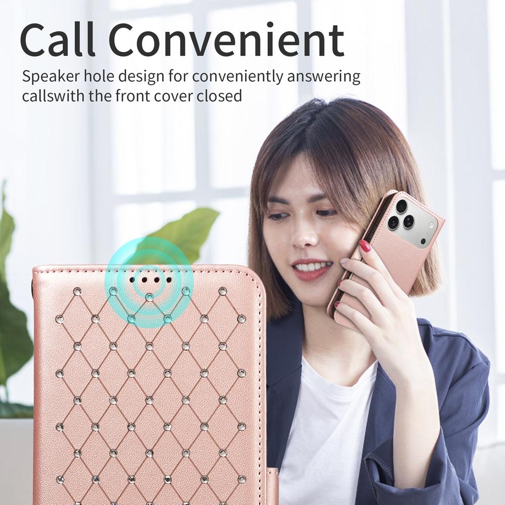 Luxury Artificial Diamond Magnetic Leather Wallet Case for iPhone 17 Air 16e 16 15 14 13 12 11 Pro X XS Max 8 7 Plus Phone Cover