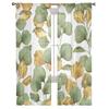 Green And Gold Leaves Sheer Curtains For Living Room Window Transparent Voile Tulle Curtain Bedroom Drapes Home Decor