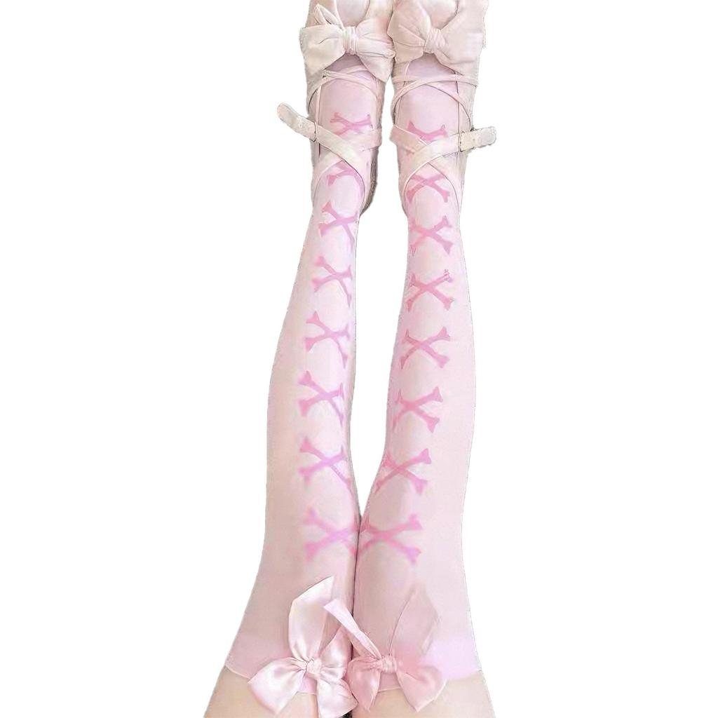 1 Pair Japanese Bow Y2K Lolita Thigh-High Socks Women Leg-Slimming Non-Slip Anime Expo/Lolita Tea Party/JK Meetup