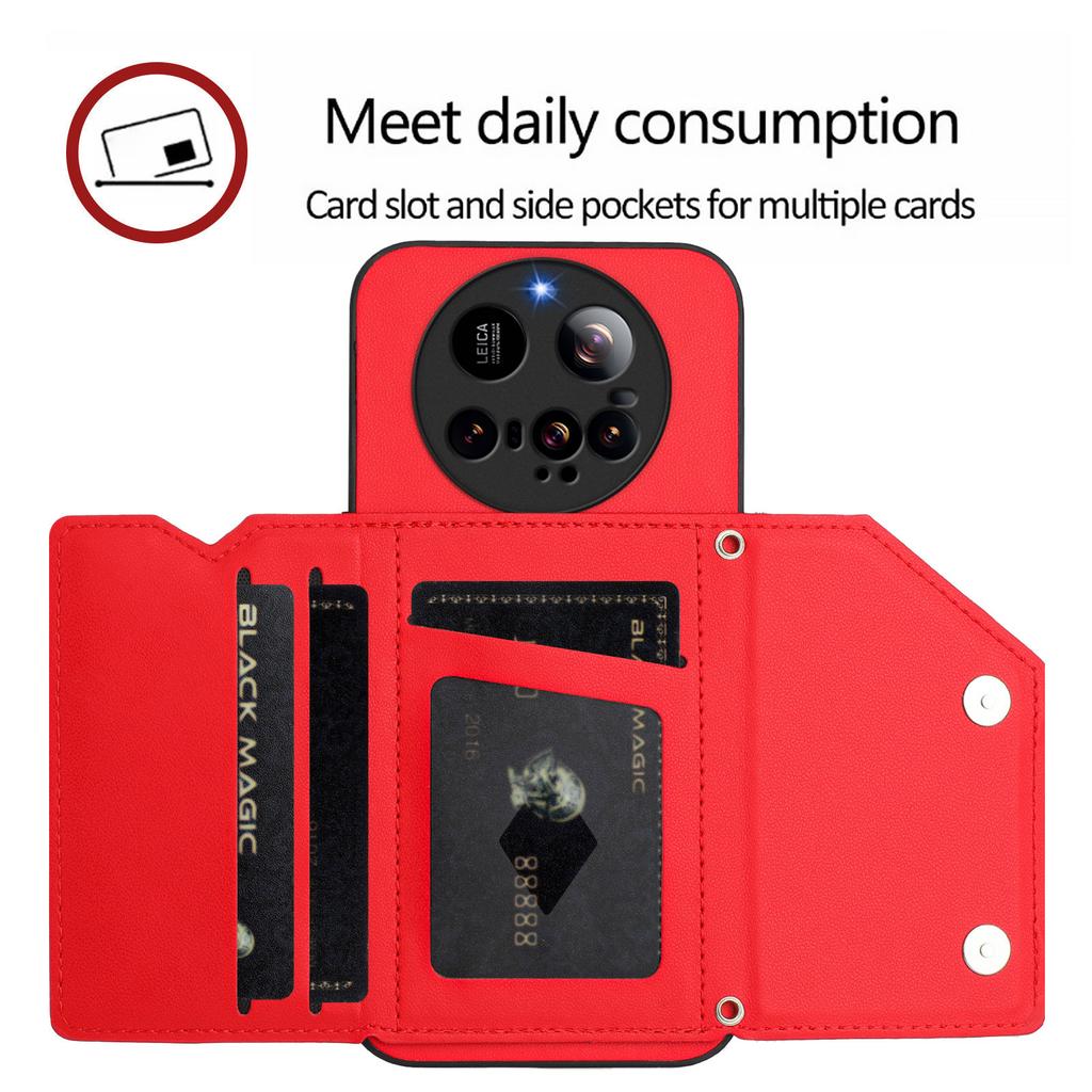 For Xiaomi 15 Ultra Case Card Holder Kickstand Skin-Touch Phone Cover with Wrist Strap