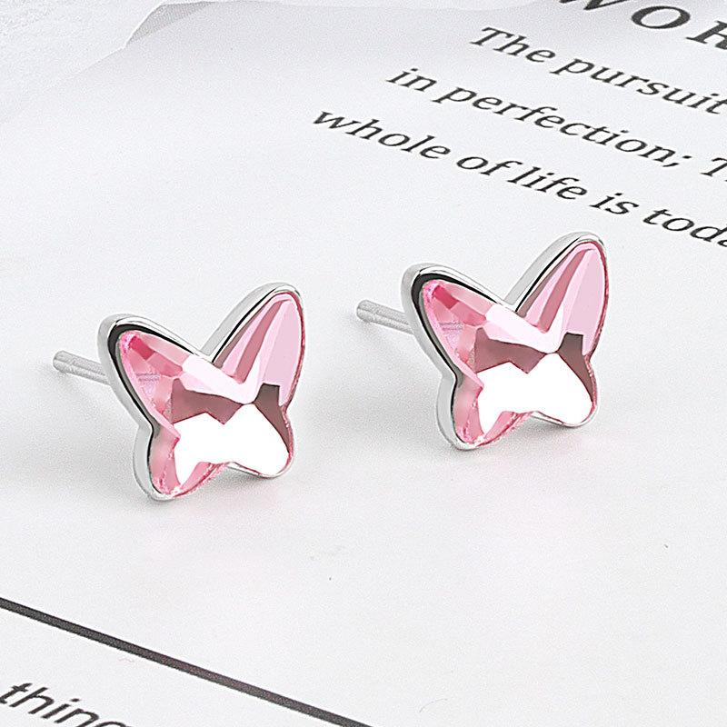 Simple Butterfly Sapphire Stud Earrings For Women Summer Fashion Jewelry Elegant Dangle Earrings Gift