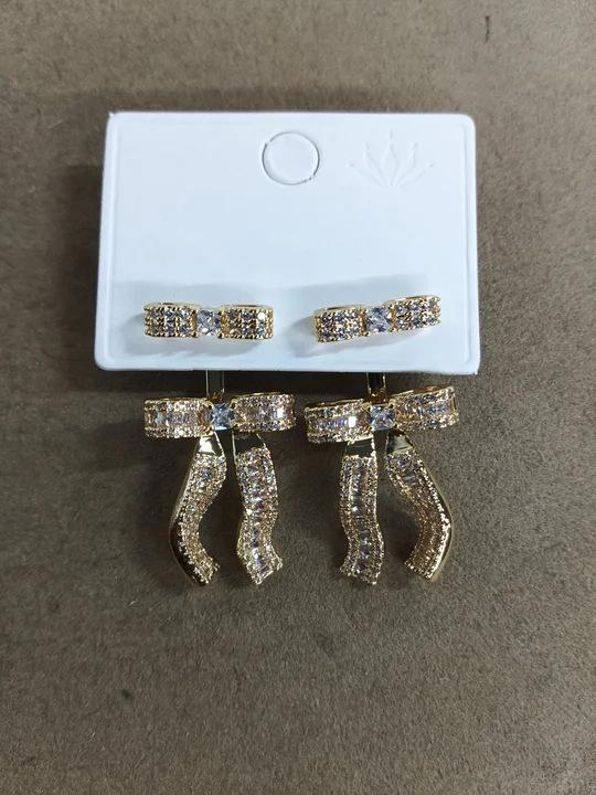 Zircon Bow Pendant Earrings Stylish Luxury Ear Jewelry for Women