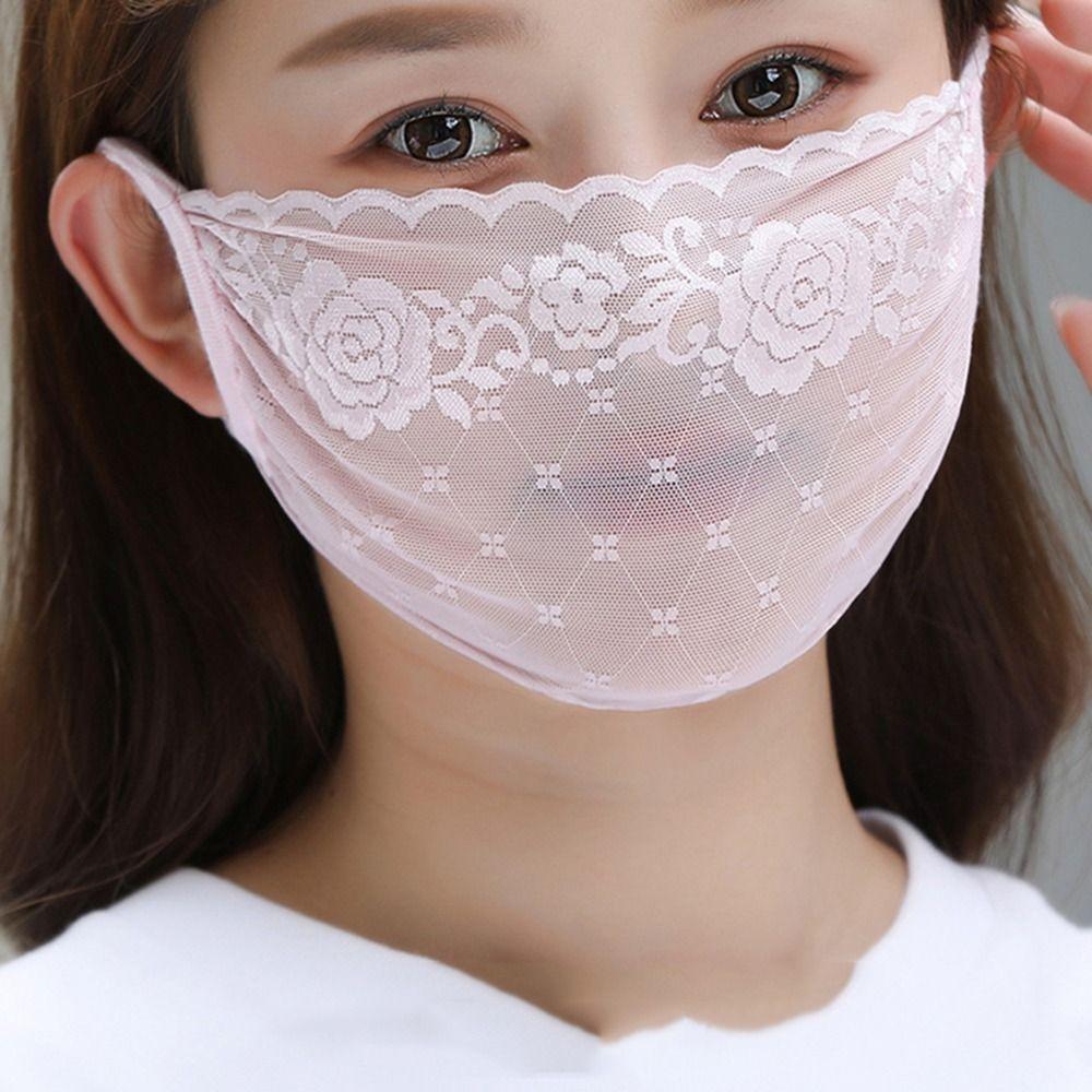 Ear Outdoor Solid Color UV Protection Fishing Sunscreen Mask Lace Mask Face Shield Face Cover