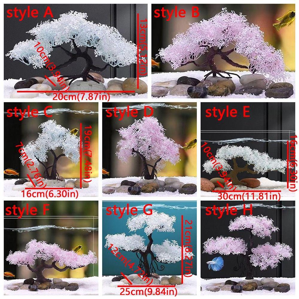 Realistic Aquarium Cherry Blossom Plastic Landscape Tree Fish Tank Ornament  Pet Accessories